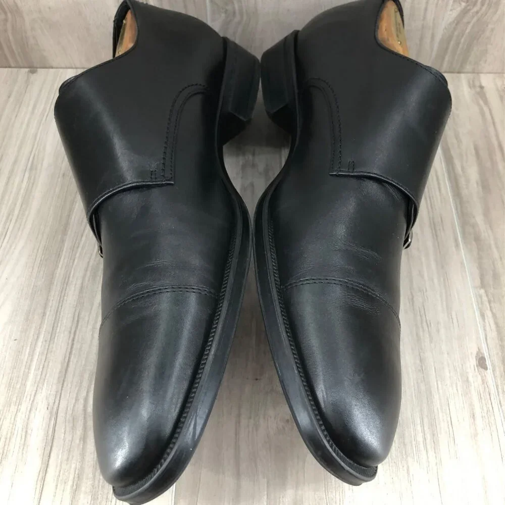 Johnston & Murphy Monk Strap Shoes Mens 12M Black Leather Buckle Dress Shoes